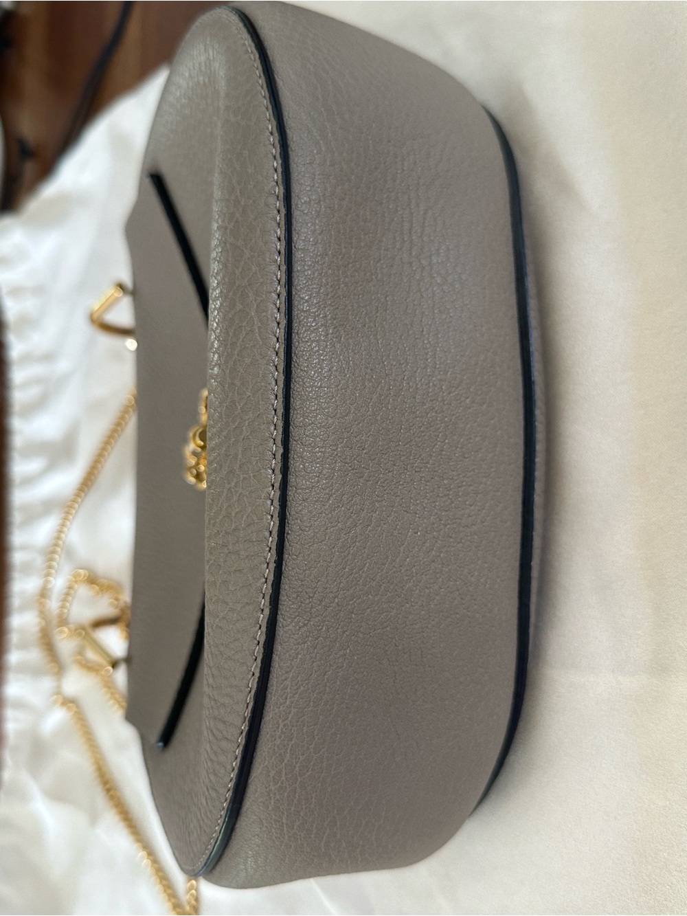 Chloe Grained Lambskin Drew Shoulder Bag Motty Grey Gold chain and pin w/ CoA - Picture 5 of 13